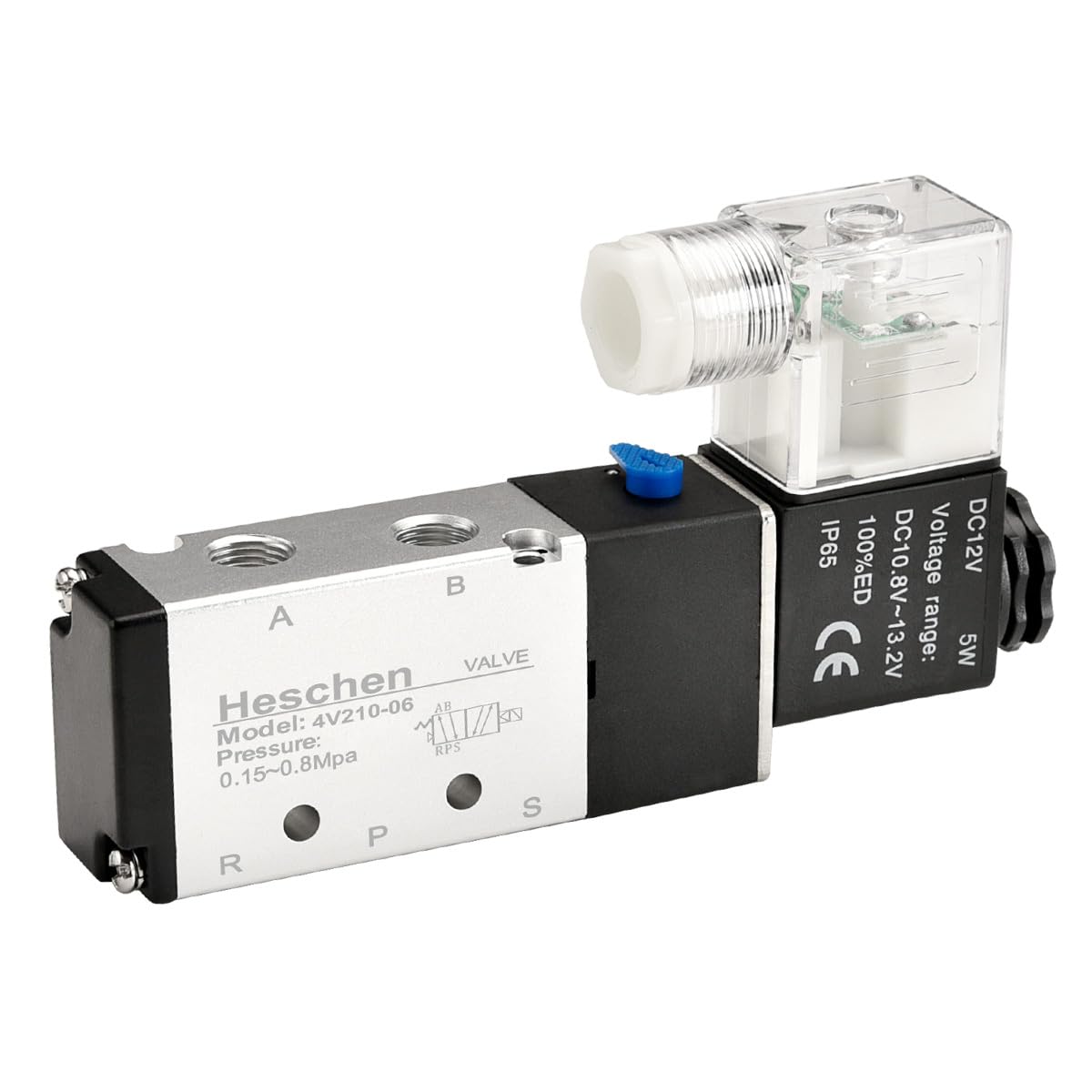 Heschen Electrical Pneumatic Solenoid Valve 4V210-06 DC 12V PT 1/8 5 Way 2 Position