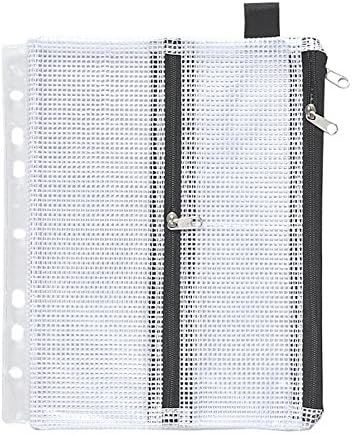 Collection Bag with Punched Pockets, A4, 3 Additional Compartments, PVC Clear Tissue Reinforced, Zip Black, 1 pcs