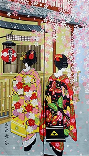 LIGICKY Noren Japanese Style Long Doorway Curtain Kyoto Geisha Girls and Cherry Blossom Window Treatment Tapestry for Home Decoration 85 x 150 cm - Image 4