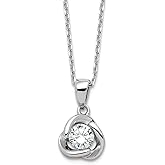 JewelryWeb 925 Sterling Silver Rhodium Plated Cubic Zirconia In Love Knot With 2in Extension Necklace 16 Inch 9.4mm Wide Pendant Necklace for Women