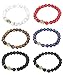 FUNRUN 6PCS 8mm Beaded Bracelets for Men Women Natural Stone Rosary Bracelet Buddha Mala Elastic