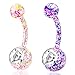 JEWELRIESHOP 2P Gift Set Bling Bling Stainless Steel Belly Button Ring Body Jewelry Piercing Ring Barbell, Hypoallergenic, Summer