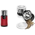 KitchenAid BCG111ER Blade Coffee Grinder - Empire Red, 4 oz & Bcgsga Spice Grinder Accessory Kit, Stainless Steel 2 oz, Silver