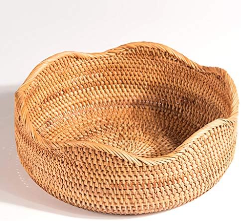 WJQSD Fruit Dish Rattan Petal Arc Fruit Basket Bamboo Bread Basket Taro Basket Snacks Debris Storage Basket Creative Living Room Home Fruit Plate Cake,Snack,Candy,Fruit,Bread,Desserts (Size : XL)