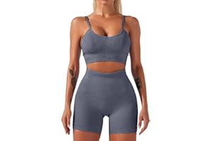HANERDUN 2 Piece Workout Set for Women Outfit Gym High Waist Leggings with Sport Bra