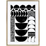 Kate and Laurel Sylvie Modern Circular Pattern Block Print Lienzo enmarcado Arte de pared de Statement Goods, 28 x 38 Gold, Glam Wall Decor