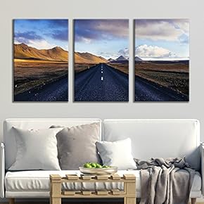 3 Panel Canvas Wall Art - Majestic Natural Landscape Triptych Canvas Series - Road to Nowhere - Giclee Print Gallery Wrap Modern Home Art Ready to Hang - 16"x24" x 3 Panels