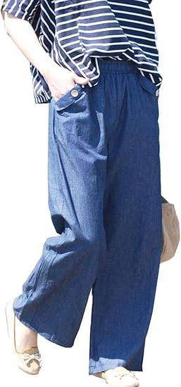 Amazon デニムワイドパンツ 春夏 デニムパンツ ガウチョパンツ バギーパンツ 半端丈 綿 デニム レディース 春 夏 選べる2タイプ 601 ジーンズ 通販