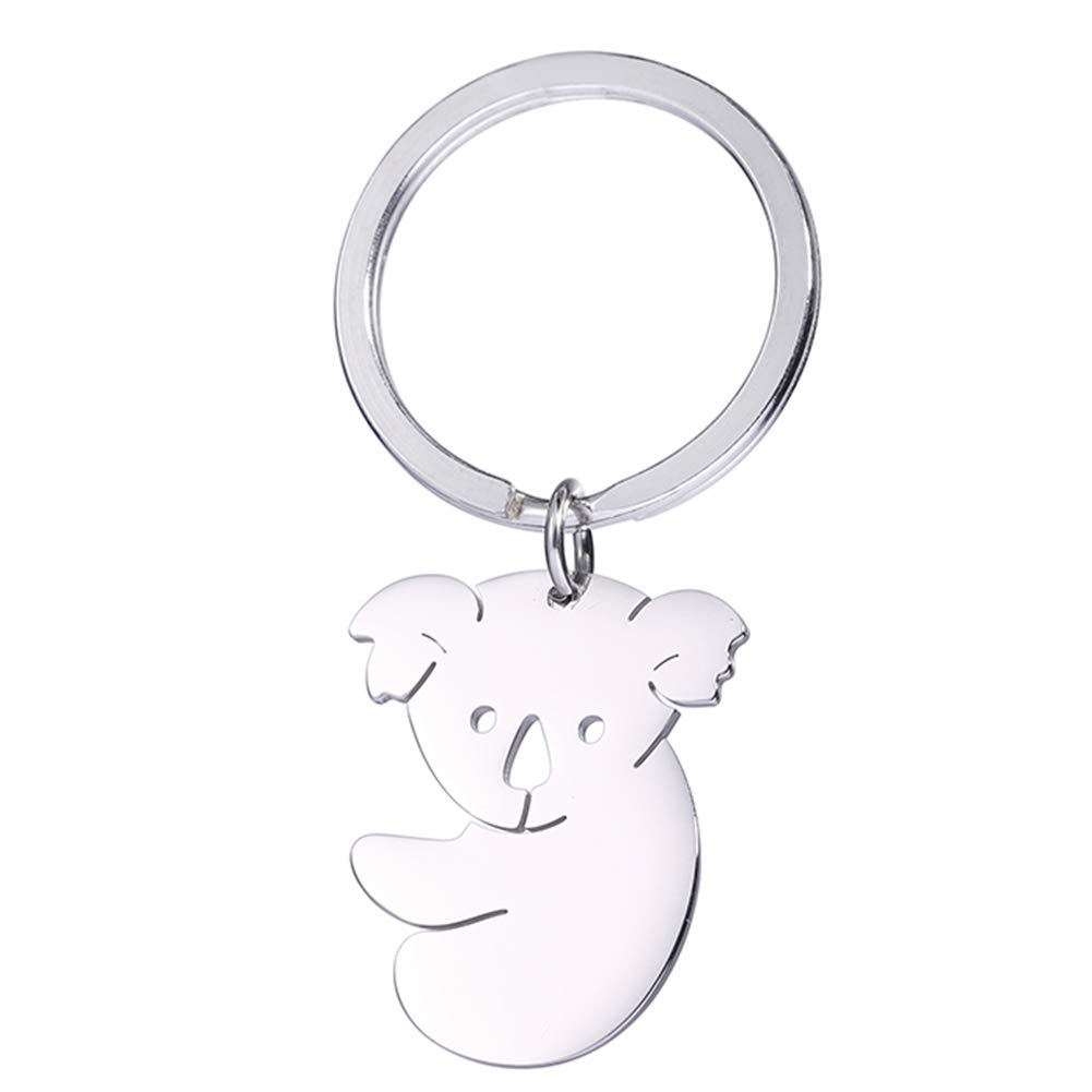 VASSAGO Stainless Steel Hollow Design Sweet Koala Bear Charm Key Chain Lovely Animal Charm Keyrings for Handbag Bag Decoration