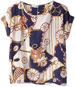 Women's Big Wheels Printed Batwing Sleeve Chiffon Top T-shirt Blouses S