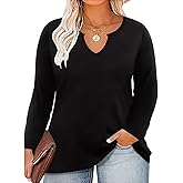 RITERA Plus Size Tops for Women Long Sleeve T-Shirt Cowl Neck Casual Blouses Fall Winter Tunics