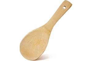 Bamboo Rice Paddle - 20cm Natural Wood Non-Stick Rice Scooper for Serving and Cooking