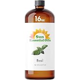 Sun Essential Oils Basil Essential Oil 16 oz for Diffuser, Skin, Massage, Candle, Soap Making