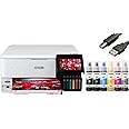 Epson EcoTank Photo ET-8500 All-in-One Wireless Color Supertank Printer with Scanner and Copier - Print Scan Copy Fax- Auto 2-Sided Printing - White-Bundle with Ahaghug Printer Cable.