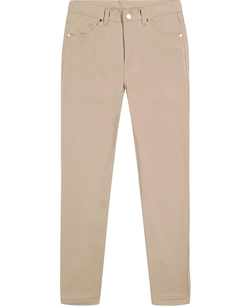 IZOD Boys' School Uniform Flat Front Twill 5-Pocket Pants, Khaki, 12
