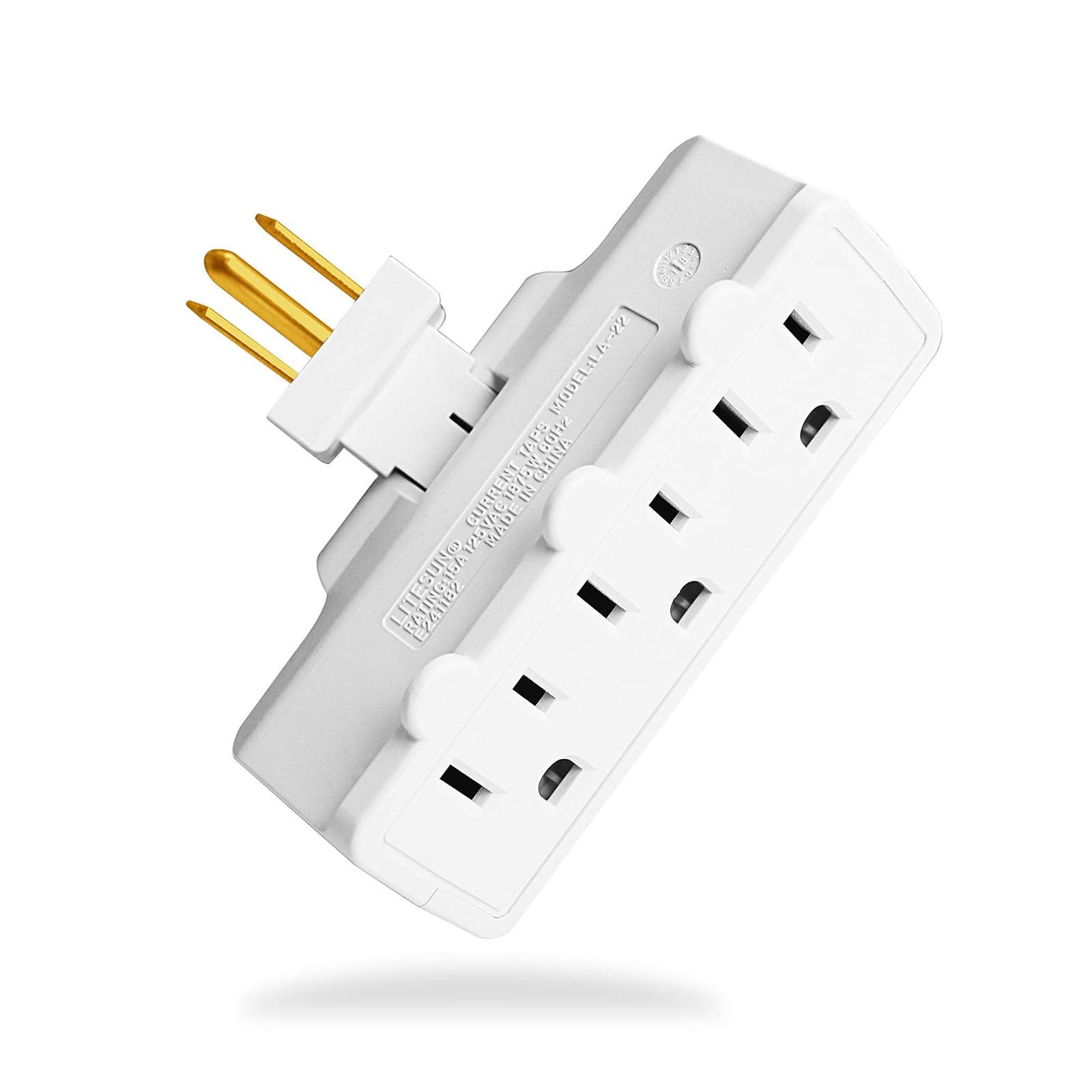Photo 1 of oviitech 3 Outlets 3-Prong Swivel Wall Adapter, Grounded 180 Degree Electrical Plug Adapter, Indoor Rated,White.