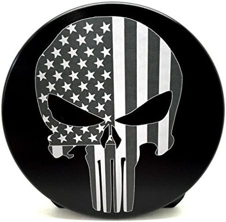 Helm 4 in. Round Billet Aluminum Trailer Hitch Cover - Punisher Flag