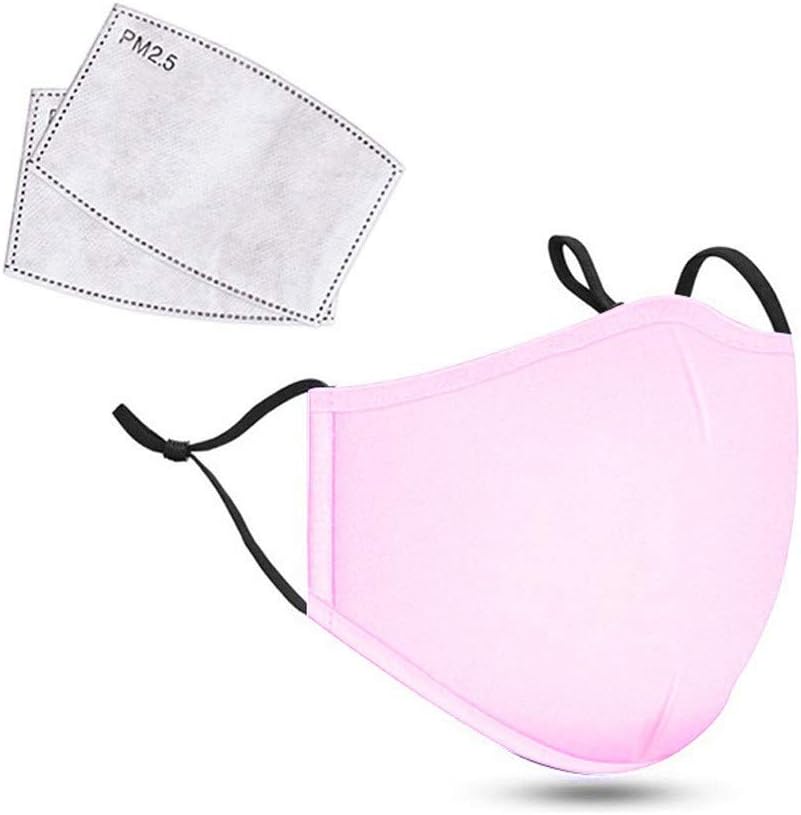 Lefthigh Cotton Face Mask Activated Carbon Mask Sheet Washable and Reusable Lot Outdoor Sports Safety Riding Masks (Pink)