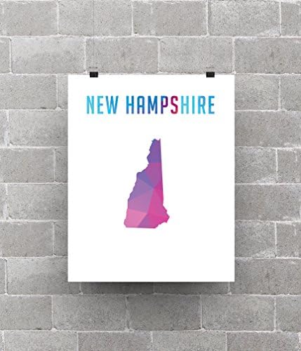New Hampshire State Wall Art Home Polygon - Home Decor Wall Art Great For Your Office Home Bedroom Living Room Art (8x10 Print)