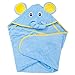 Baby Cat Hooded Elephant Baby Towel Large Blue 33x33″ | Delicate & Soft 100% Hypoallergenic Cotton Robe | Super Absorbent & Moisture Wicking Soft Cloth for Dry, Happy Boys & Girls