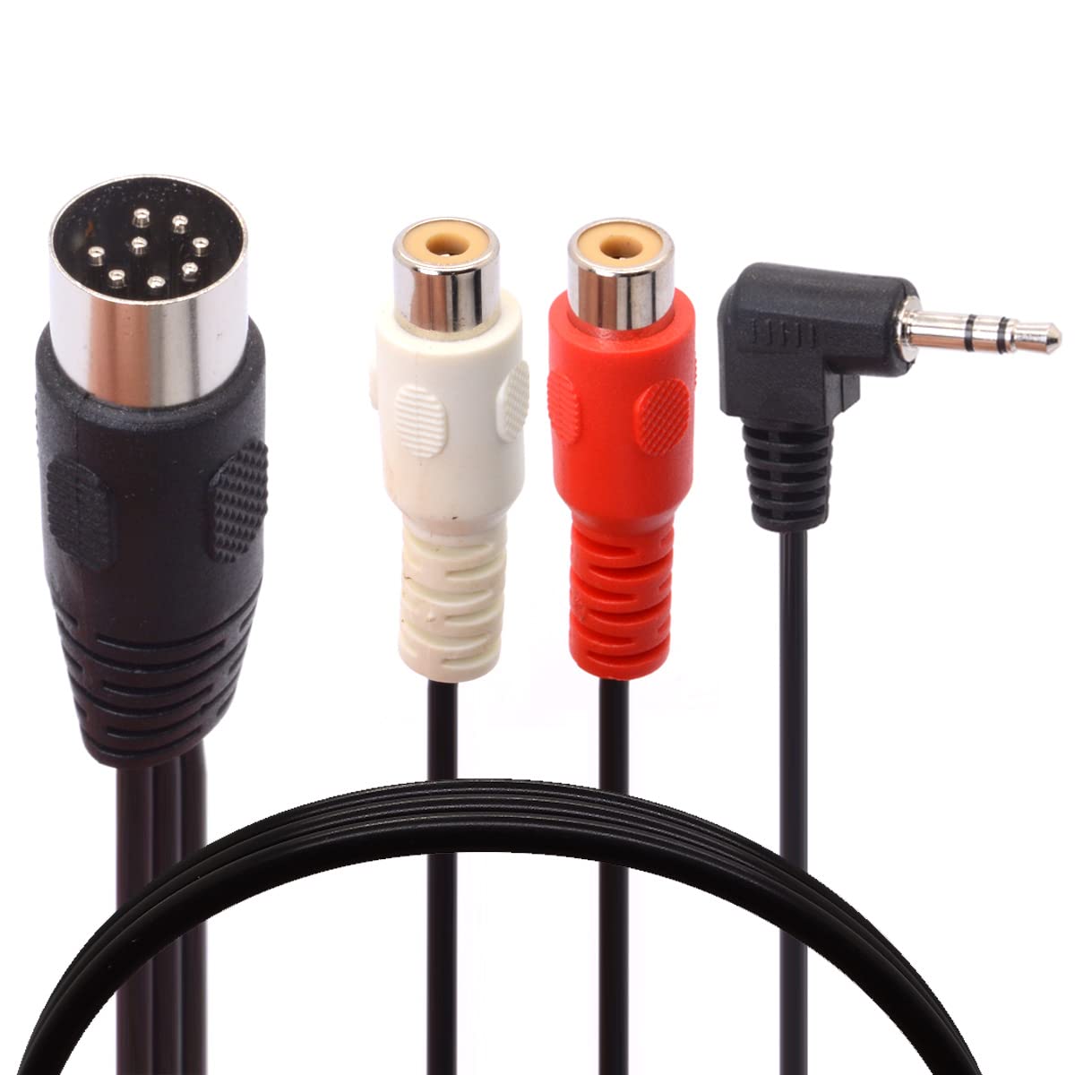 Tomost 8 Pin DIN to RCA + 3.5mm Cable,8 Pin DIN to 2RCA Female 3.5mm 90 Degree Right Angle Male Audio Cable For Receiver CD Player Subwoofer 1.8 Meter / 6 FT (RCA Female)