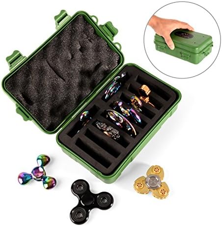 Fidget Spinner Collection Box, Hard Plastic Matte Finish Compact Storage Case to Organize up to 10 Hand Spinners, Green(Case Only, Fidget Spinners not Included)