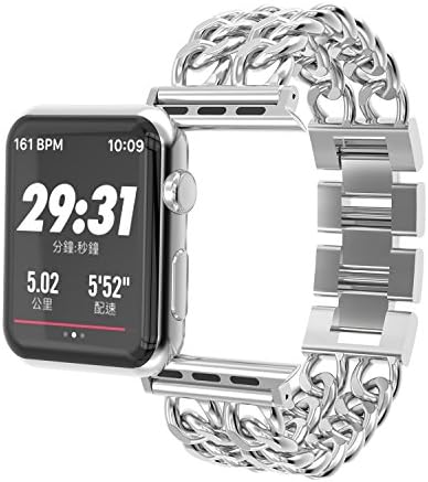 Apple Watch Band, Jansin Premium Stainless Steel Cowboy Style Bracelet Watch Band Strap for Apple Watch Series 1, Series 2, Series 3 (Silver, 38mm)