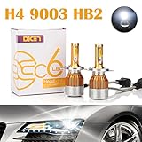 H4 9003 HB2 LED Headlight Bulbs 12000LM 120W Hi/Lo Dual Beam Conversion Kit 6000K Cool White Plug & Play COB Chips Super Bright - 2 Yr Warranty (Pair)