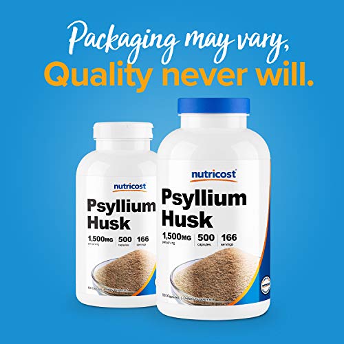 Nutricost Psyllium Husk 500mg, 500 Capsules (3 Bottles) on Galleon