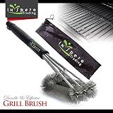 BBQ Grill Brush, Inspero Triple Brush Barbeque Grill Cleaner, Stainless Steel Bristles, Long 18’’ Inch Handle, Durable, Unbreakable, Remove Grime Efficiently, Keep Grill Grates Clean Like New