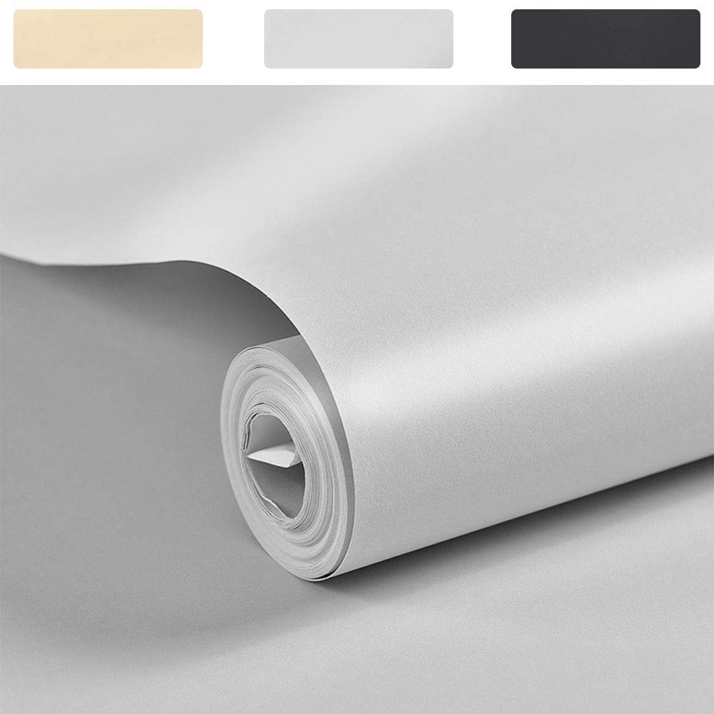No branded Elinala Self Adhesive Wallpaper, Vinyl Wallpaper, 40CM x 5M Thick and Fine-Textured Waterproof Contactable Wallpaper for Kitchen Furniture, Bedrooms and Bathrooms (Light Grey)