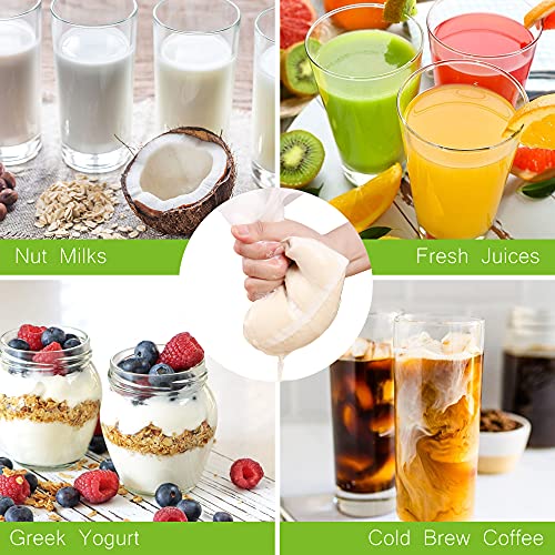 LotFancy Nut Milk Bags, 2 Pack, 100 Micron, 12” x 12” Reusable Mesh Strainer Bag, Food Grade, BPA-Free Fine Nylon Mesh Filter for Almond Milk, Yogurt, Juices, Cold Brew Coffee