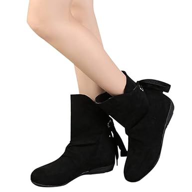 OSYARD Damen Schnürstiefelett Wildleder Ankle Stiefeletten Flache Low-Top Boots Sole Frauen Schuhe Schnürsenkel Schnalle Römische Knöchel Kurze Stiefel Stiefel