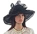 ICSTH Womens Organza Kentucky Derby Church Party Floral Wide Brim Summer Hat (One Size, Black)