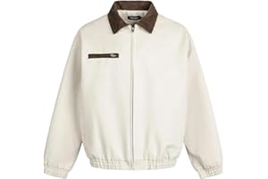 Men Letter Embroidery Spliced Cargo Retro Autumn Loose Lapel