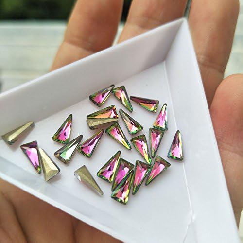 2017 New Design 50pcs Nail Art Rhinestones Triangle Crystal Glass Stones Flame Colorful For 3D Nails Decoration (4X8mm Triangle, Flame)