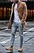 Men's Light Blue Skinny Fit Destroyed Cotton Denim Jeans with Knee Open Rips W33