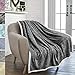 PAVILIA Melange Dark Gray Sherpa Blanket Throw for Couch, Warm Soft Cozy Reversible Blanket Sofa Bed, Thick Plush Large Fleece Car Blanket, Decorative Home Room Decor Gifts Men Women, 50x60 Dark Grey