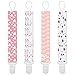 Yoofoss Pacifier Clips 4 Pack Baby Pacifier Holder for Girls Plastic Teething Clip Universal Holder Leash for Pacifiers Teething Toy and Soothie