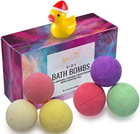 YouCare Bath Bombs Kit for Kids with Surprise Toys Inside | 6 LARGE Fizzies | Organic, Natural &amp; Vegan | Special Gift Set For Boys &amp; Girls | Coconut Butter &amp; Essential Oils | Kid Safe, Gender Neutral