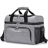 Lifewit Collapsible Cooler Bag 32-Can Insulated Leakproof Soft Cooler Portable Double Decker Cooler Tote for Beach/Picnic/Sports