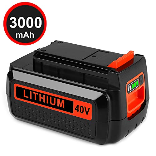 40 Volt MAX 3.0Ah Lithium Replacement Battery for Black and Decker 40V Battery LBX2040 LST136 LBXR2036 LBXR36 LHT2436 LCS1240 LBX1540 LBX36 LSWV36 LST540 LST136W Black+Decker Lithium Ion Battery