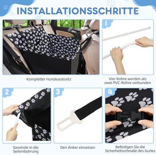68x57x33 cm Wimypet Hunde Autositz wasserdichte, Haustier Autoschondecke mit Hund Sicherheitsgurt, Hundekorb für Rückbank Vordersitz Hund Sitzbezug Hundedecke Hunde Autoschondecke