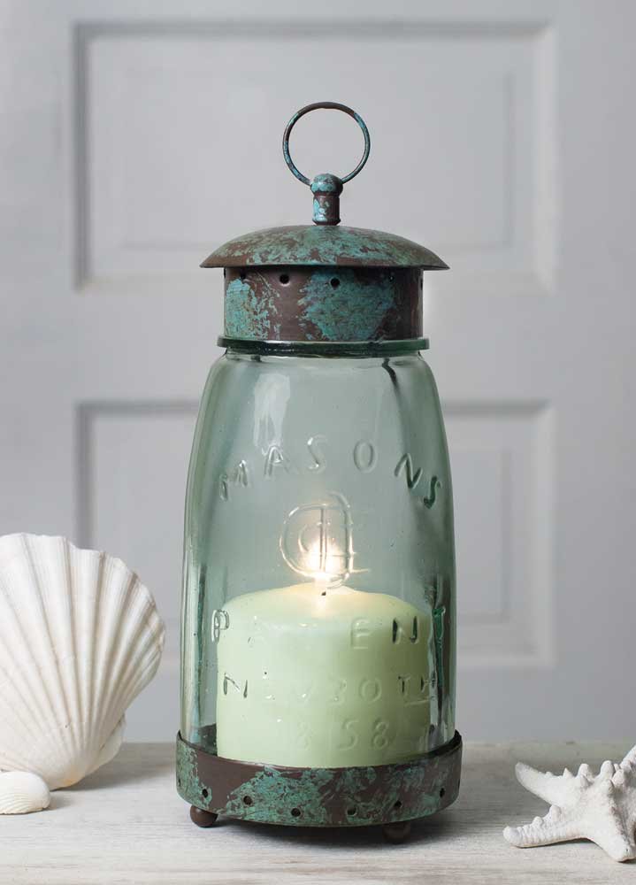 Photo 1 of Colonial Tin Works Mason Jar Candle Lantern,Green