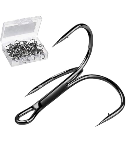 50pcs Sharp 3 Way Claw Treble Fishing Hook High Carbon Steel Fishing Hook Round Bend Hook Set for Freshwater Saltwater : Sports & Outdoors