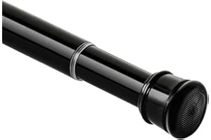Ginbel Direct Shower Curtain Rod 56-104 Inch, 1" Diameter Spring Long Adjustable Tension Curtain Rods for Bathroom Windows Closet No Drilling No Rust No Assembly, Black