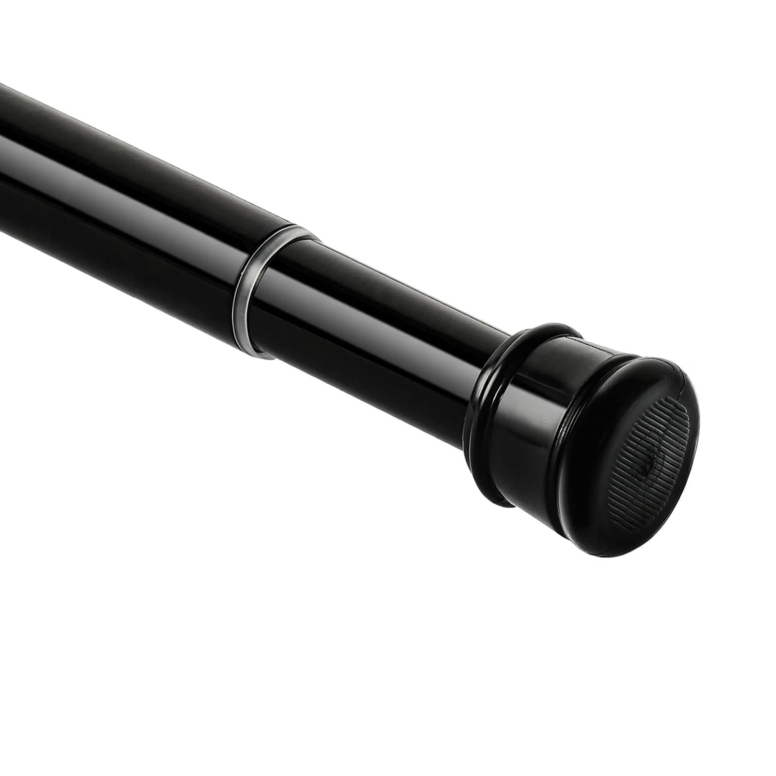 Ginbel Direct No Sectional Assembly Shower Curtain Rod 56-104 Inch, 1" Diameter Spring Long Adjustable Tension Curtain Rods for Bathroom Windows Closet No Drilling No Rust, Black