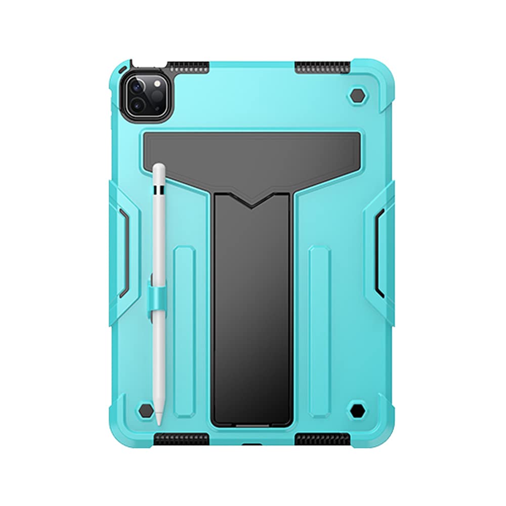 Compatible with iPad Air 4 & 5 10.9 Case with Pen Slot, Shockproof and Robust Tablet Case, 3-in-1 Design, Peppermint Blue and Black
