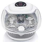 Foot Spa/Bath Massager with Heat Bubbles Vibration 3 in 1 Function, 4 Masssaging Rollers Pedicure Tired Feet Stress Relief Help Sleep Home Use