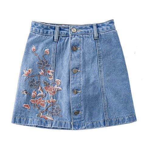 floral denim skirts